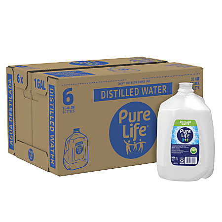 Pure Life Distilled Water 1 Gallon Case Of 6 Bottles - Office Depot