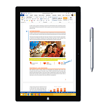 Microsoft® Surface Pro 3 Tablet, 12" Full HD Plus Screen, 8GB Memory, 256GB Storage, Windows® 10, Silver