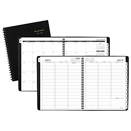 AT-A-GLANCE® Academic Weekly/Monthly Appointment Book/Planner, 8 7/8" x 11", 60% Recycled, Black, July 2018 to June 2019