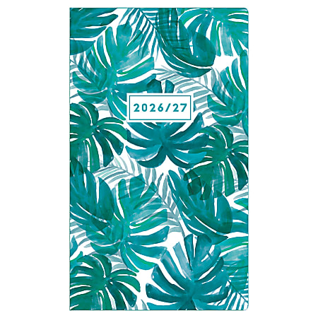 2026-2027 Blue Sky 24-Month Monthly Planning Calendar, 3-5/8” x 6-3/16”, Palm Leaves, January 2026 To December 2027, 155931