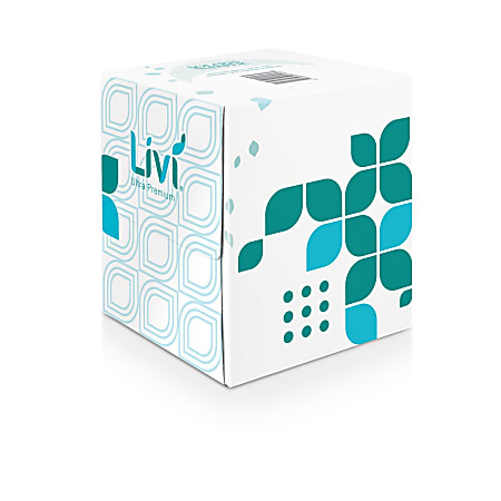 Livi&reg; Ultra Premium Facial Tissue, 2-Ply, White, Cube Box, 80 Sheets/Box, 4 Boxes/Pack, 6 Packs/Carton