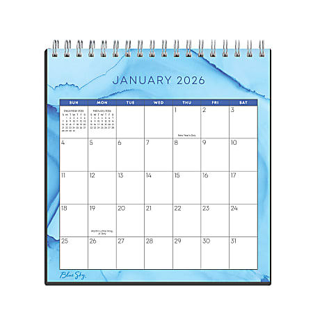 2026 Blue Sky Monthly Desk Pad Calendar, 6-1/16” x 6-3/8”, Whitney Cool, January To December, 155938
