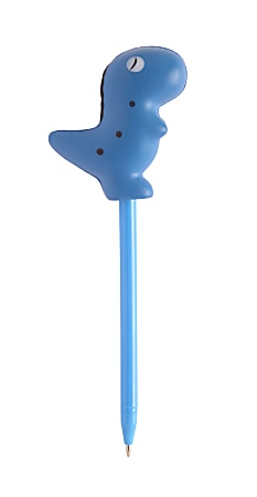 Office Depot® Brand Ballpoint Pen With Topper, Medium Point, 0.7 mm, Blue Barrel, Black Ink, Dinosaur