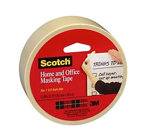 Scotch® Masking Tape, 1 1/2" x 55 Yd., Natural