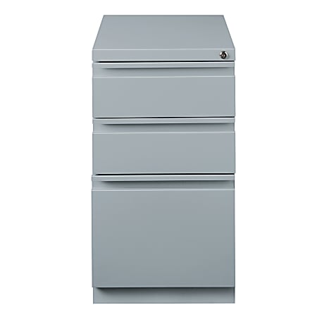 Hirsh® 20"D Vertical 3-Drawer Mobile Pedestal File Cabinet, Platinum