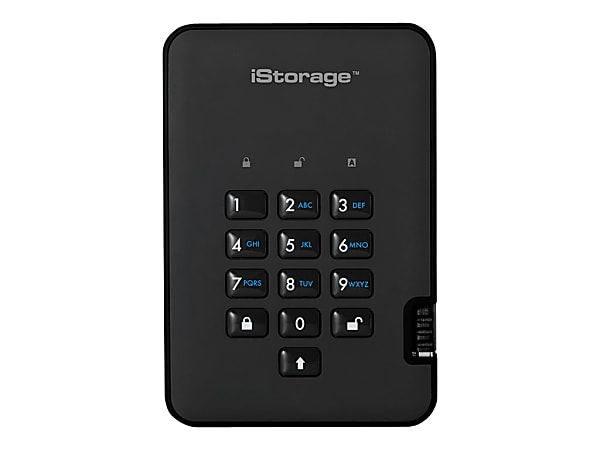 iStorage diskAshur² - Hard drive - encrypted - 500 GB - external (portable) - USB 3.1 Gen 1 - 5400 rpm - buffer: 8 MB - 256-bit AES, FIPS 197 - phantom black - TAA Compliant
