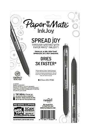 Paper Mate InkJoy Gel Pens Medium Point 0.7 mm Black Barrel Black Ink Pack  Of 10 - Office Depot