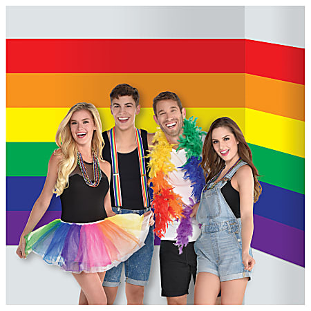 Amscan Photo Booth Scene Setter Room Rolls, 4' x 16', Pride Stripe
