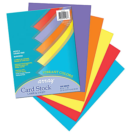Pacon® Vibrant Card Stock, 8-1/2" x 11", Assorted Colors, Pack Of 100 Sheets