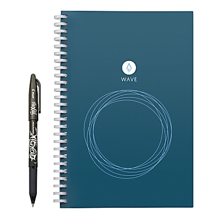 Rocketbook Wave Smart Reusable Executive Size Notebook, 6" x 8-9/10", 1 Subject, Dot-Grid Ruled, 40 Sheets, Blue