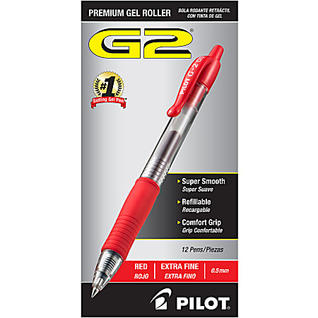 Pilot G2 Retractable Gel Pens Extra Fine Point mm Clear