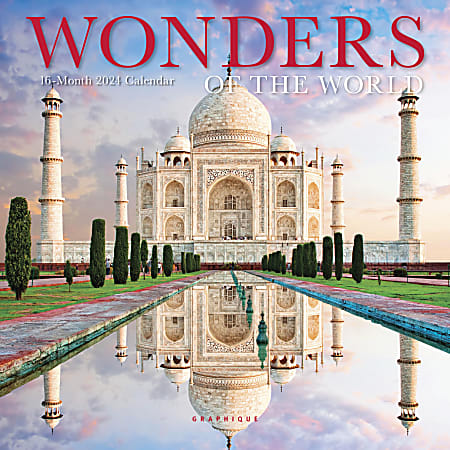2024 Graphique Monthly Mini Wall Calendar, 7" x 7", Wonders of the World, January to December 2024 , MY653