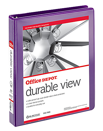 Office Depot® Brand Durable View 3-Ring Binder, 1" Round Rings, Purple