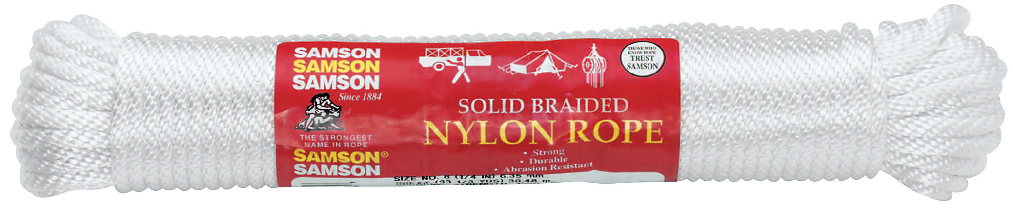 Samson® #6 Solid Braided Nylon Rope, 475 Ft , White