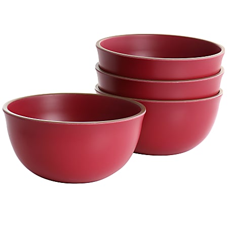 Gibson Home Rockabye 4-Piece Melamine Cereal Bowl Set, 6-1/8”, Dark Pink