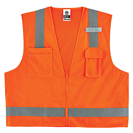 Ergodyne GloWear® Safety Vest, Economy Surveyor's 8249Z, Type R Class 2, X-Small, Orange