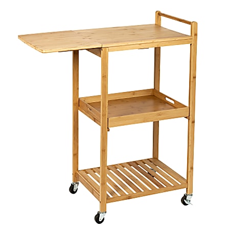 Honey Can Do Bamboo Kitchen Cart, With Wheels, 38"H x 15"W x 34"D