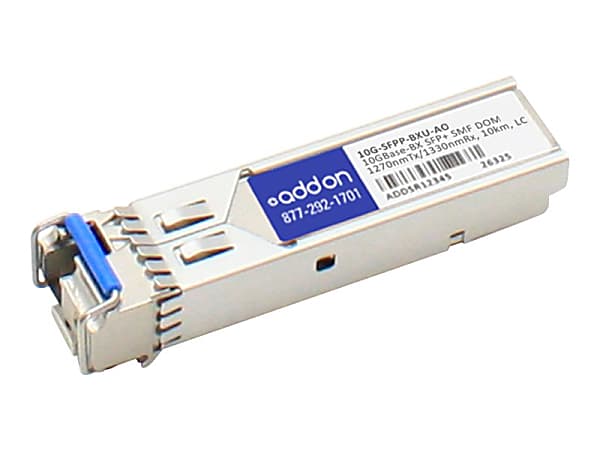 AddOn Brocade 10G-SFPP-BXU Compatible SFP+ Transceiver - SFP+ transceiver module (equivalent to: Brocade 10G-SFPP-BXU) - 10 GigE - 10GBase-BX - LC single-mode - up to 6.2 miles - 1270 (TX) / 1330 (RX) nm