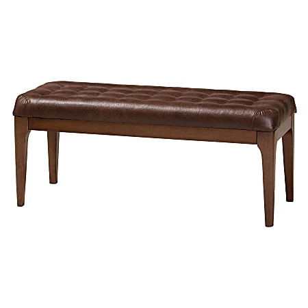 Baxton Studio Walsh Wood Dining Bench, 17-11/16"H x 41-1/2"W x 16-1/16"D, Dark Brown/Walnut