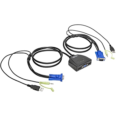 Tripp Lite 2-Port USB/VGA Cable KVM Switch with Audio, Cables and USB Peripheral Sharing - 2 Computer(s) - 1 Local User(s) - 0 Remote User(s) - 2048 x 1536 - 0 - 2 x USB1 x VGA - Desktop