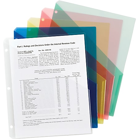 Smead&reg; Inndura 3-Hole Poly Slash Jackets, 9 1/4" x 11 1/4", Assorted Colors, Pack Of 5