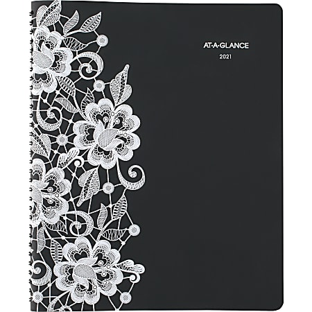 At-A-Glance Lacey Weekly/Monthly Planner - Julian Dates - Weekly, Monthly, Daily - 1 Year - January 2020 till January 2021 - 7:00 AM to 8:00 PM - 1 Week, 1 Month Double Page Layout - Wire Bound - Desktop