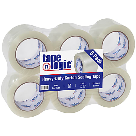 Tape Logic® Acrylic Sealing Tape, 3" Core, 3" x 110 Yd., Clear, Pack Of 6