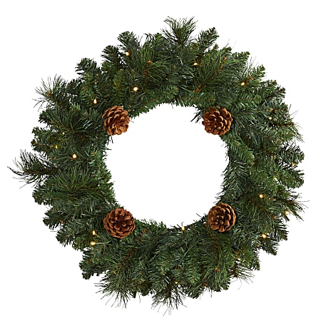 Nearly Natural Pine Artificial Christmas Wreath With 35
