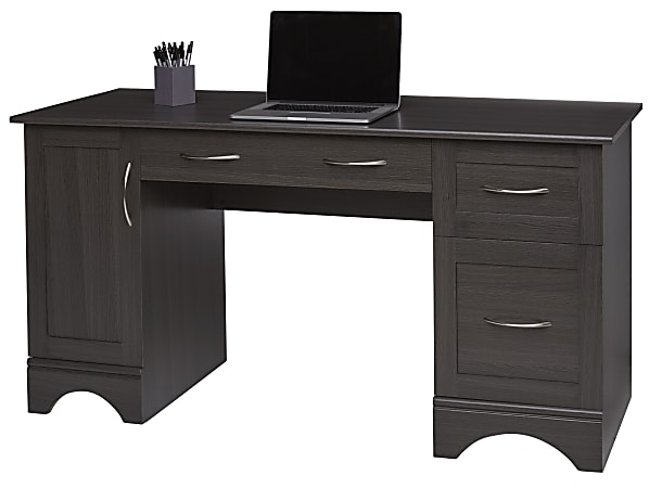 Realspace 56 W Trazer Computer Desk With Storage Shelves Gray