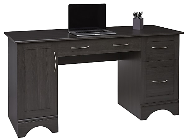 Dark gray computer shop desk