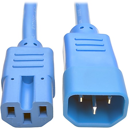 Eaton Tripp Lite Series Power Cord C14 to C15 - Heavy-Duty, 15A, 250V, 14 AWG, 2 ft. (0.61 m), Blue - P018002ABL