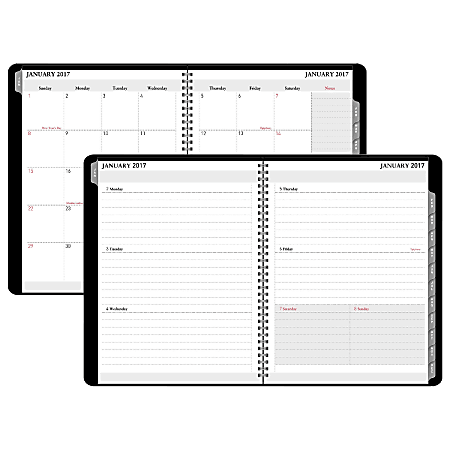 Office Depot® Brand Weekly/Monthly Planner, 9" x 11", Assorted Colors, January to December 2017