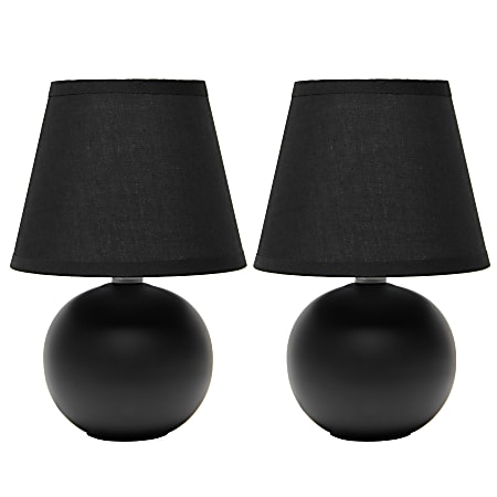 Simple Designs Mini Globe Table Lamps, 8 7/8"H, Black, Set Of 2