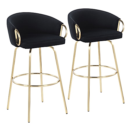 Lumisource Claire Adjustable Bar Stools Black Gold Set Of 2 Stools
