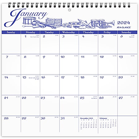 2024 AT-A-GLANCE® Illustrator’s Edition Monthly Wall Calendar, 12" x 12", January to December 2024, G100017