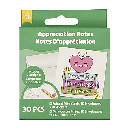 Little Yellow Bicycle&reg; Mini Card Set, 3" x 3", Teacher Appreciation, Set Of 30 Pieces