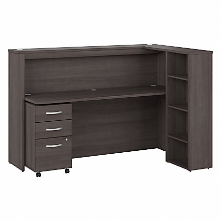 Bush Business Furniture Studio C 72"W Cubicle Computer Desk With Shelves And Mobile File Cabinet, Storm Gray, Standard Delivery