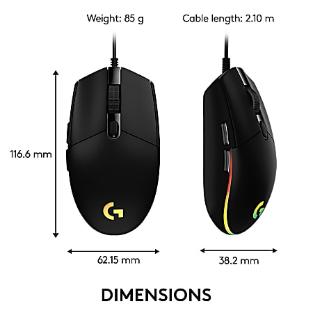Logitech G203 LIGHTSYNC Optical Gaming Mouse Black Office Depot