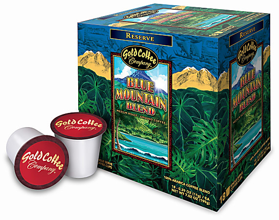 Gold Coffee Company Blue Mountain Blend Single-Serve Pods, Total Qty 18