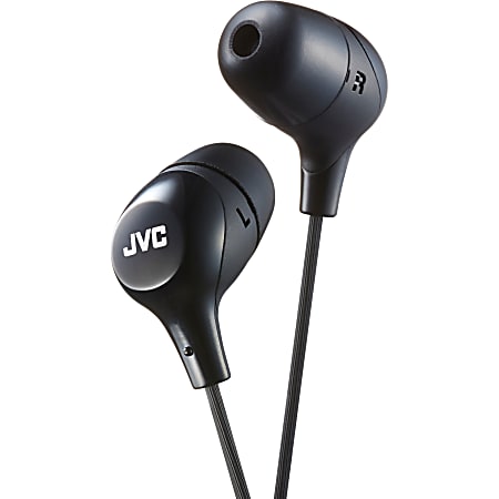 JVC Marshmallow HA-FX38B Earphone - Stereo - Black - Wired - Gold Plated Connector - Earbud - Binaural - In-ear - 3.28 ft Cable