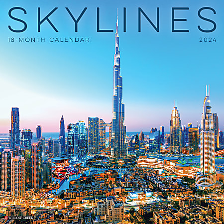 2024 Willow Creek Press Monthly Wall Calendar, 12” x 12”, Skylines, January To December 2024 