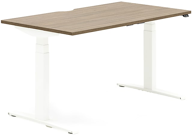 Allermuir Slide Electric Height-Adjustable Standing Desk, 29"H x 54"W x 24"D, Walnut/White
