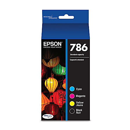 Epson® 786 DuraBrite® Black And Cyan, Magenta, Yellow Ink Cartridges, Pack Of 4, T786120-BCS