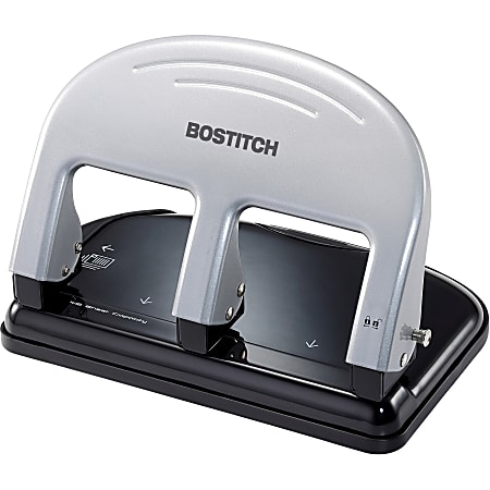 Bostitch Xtreme Duty 2 3 Hole Adjustable Punch With Antimicrobial  Protection Black - Office Depot