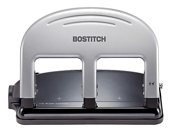 Bostitch EZ Squeeze Three Hole Punch 40 Sheet Capacity BlackSilver