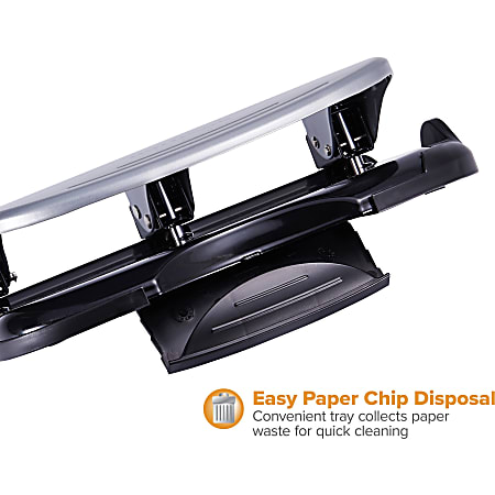 Officemate EZ Lever Adjustable Hole Punch - 3 Punch Head(s) - 15 Sheet of  20lb Paper - 9/32 Punch Size - Silver - l2suppliesservices