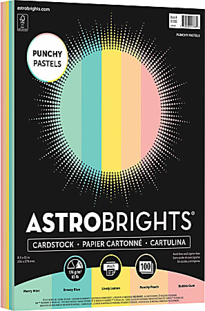 Astrobrights Colored Cardstock 8 12 x 11 65 Lb Punchy Pastel Assortment  Pack Of 100 Sheets - Office Depot