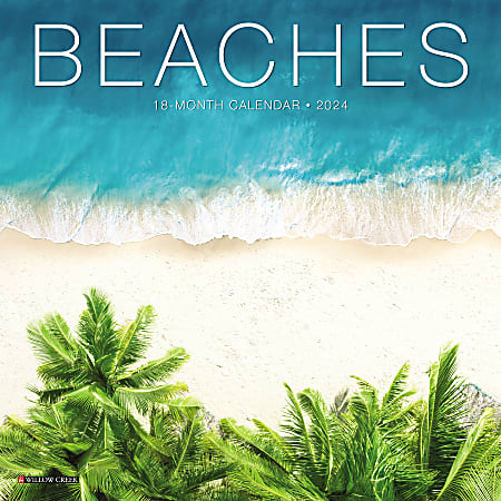 2024 Willow Creek Press Scenic Monthly Mini Wall Calendar, 7” x 7”, Beaches, January To December