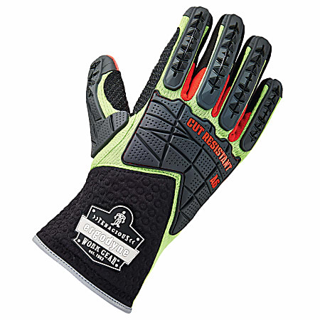 Ergodyne ProFlex 925CR6 Performance Dorsal Impact-Reducing And Cut-Resistance Gloves, XX-Large, Lime
