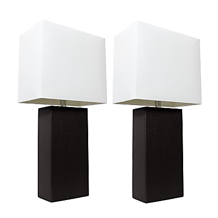 Elegant Designs Modern Leather Table Lamps, 21"H, White